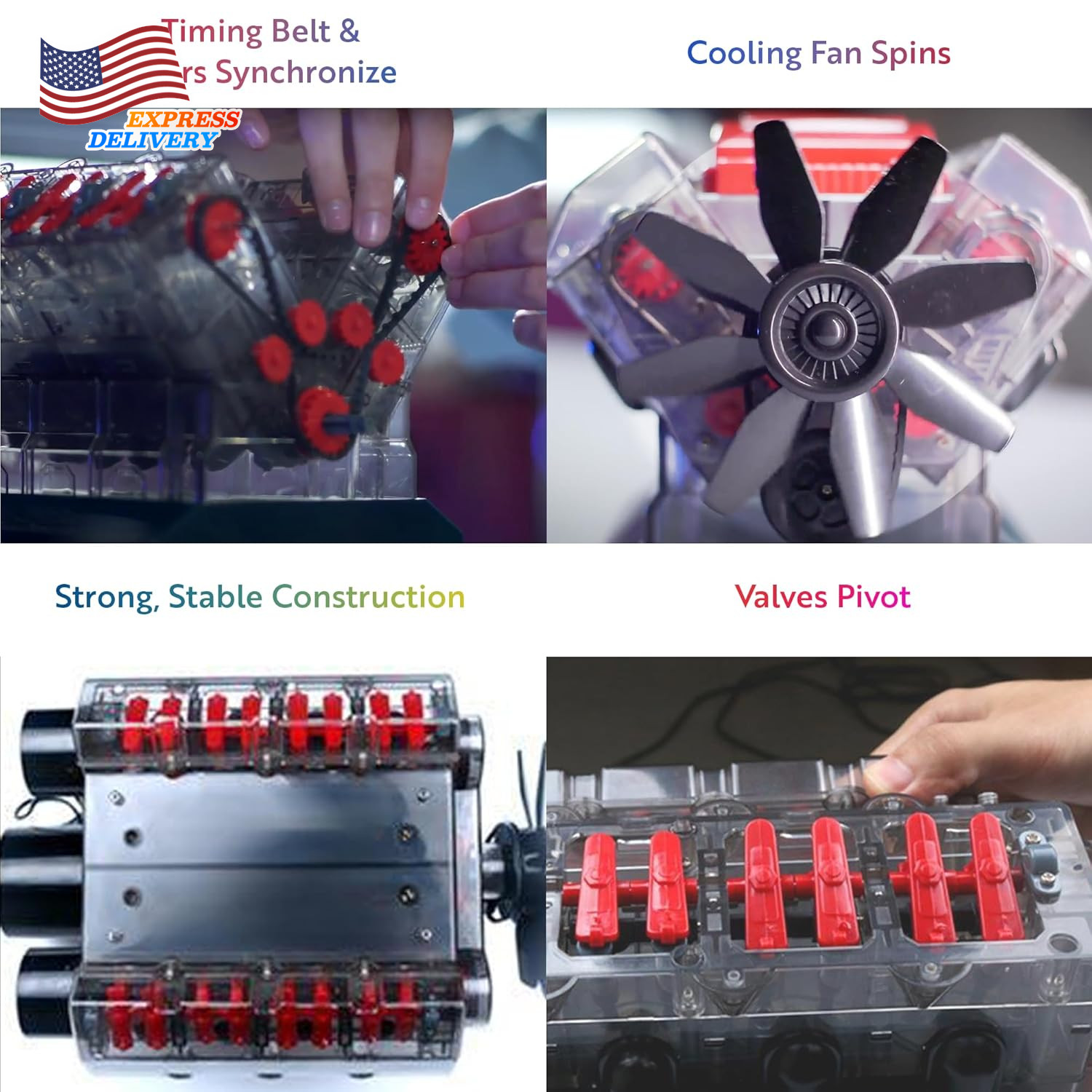 V8 Combustion Engine Model Kit That Runs Build Your Own STEM w/ 270 STEM Parts