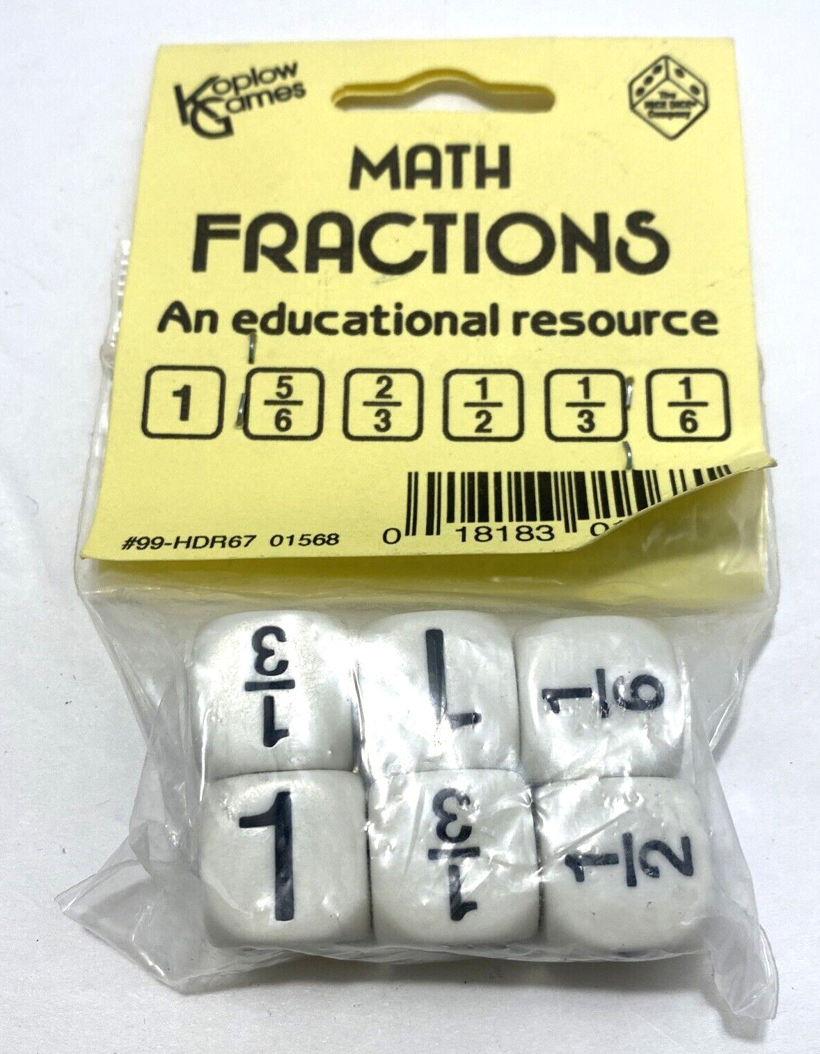 Koplow Games Math Fractions Set of 6 Dice New in Package #99-HDR67
