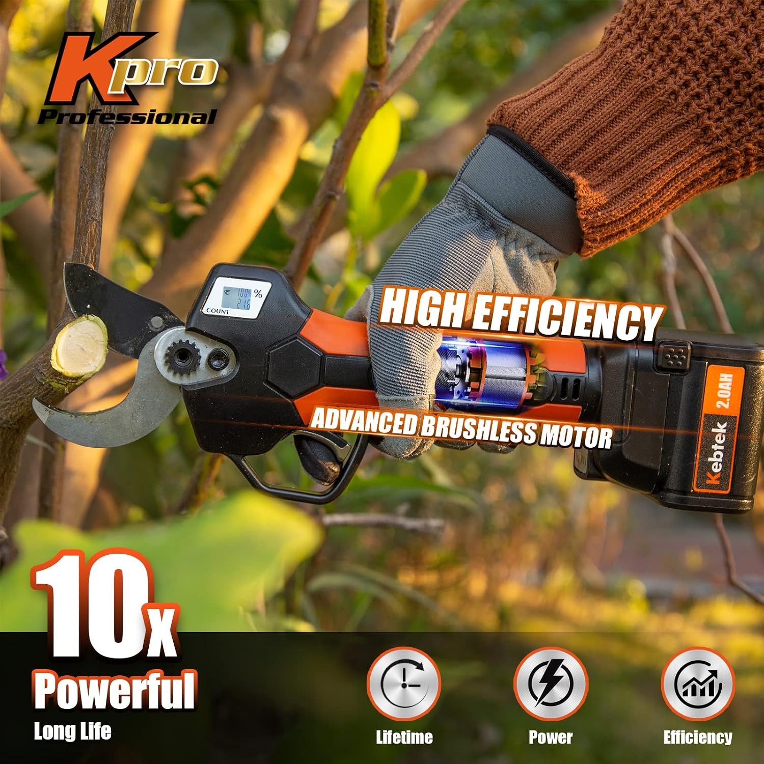 Cordless Pruning Shears 40mm Brushless Electric Pruner Kit