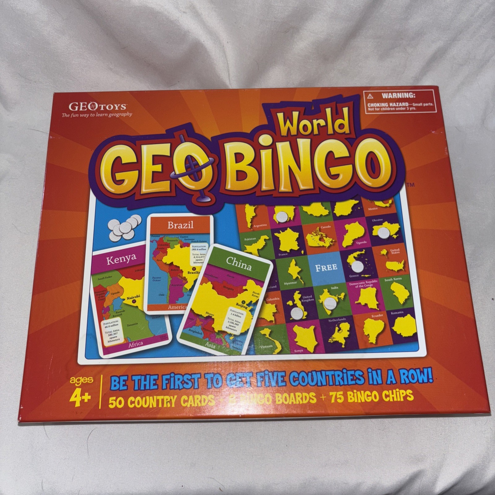 GeoToys Geo Bingo A Fun Way To Learn Geography 50 Countries (2009) no chips