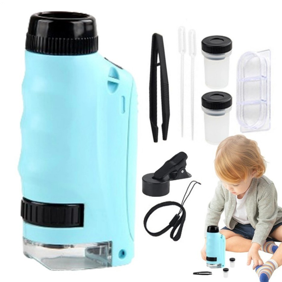 Mini Microscope for Kids, Portable Microscope, LED Lighting Small Handheld*=##-