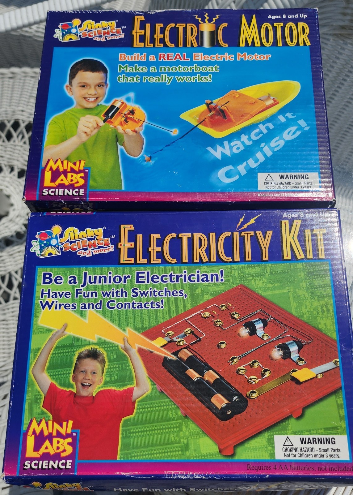 Vintage Slinky Science Set Of 2 Electricity KIT & Electric Motor New Sealed Box
