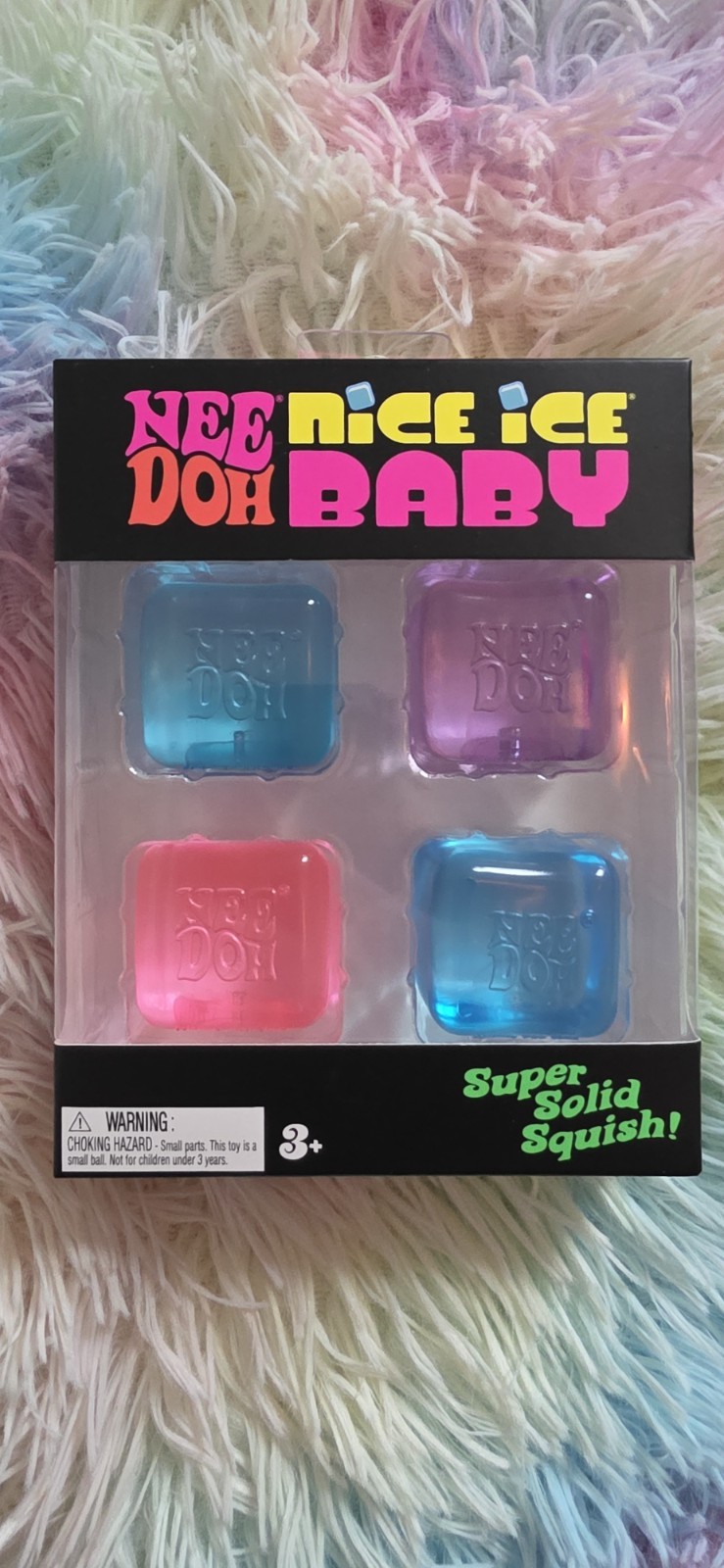 Nee Doh NeeDoh Nice Ice Baby 4 Pack Set of Four Mini Ice Cube Purple Pink Blue