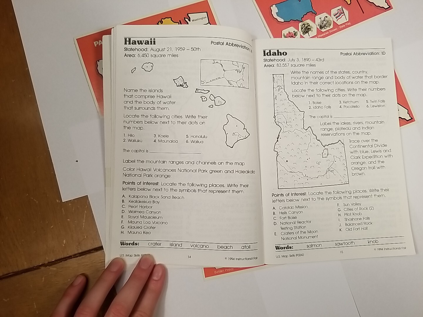 US Map Skills Booklets and Flashcards State Geography Region Capitals Homeschool
