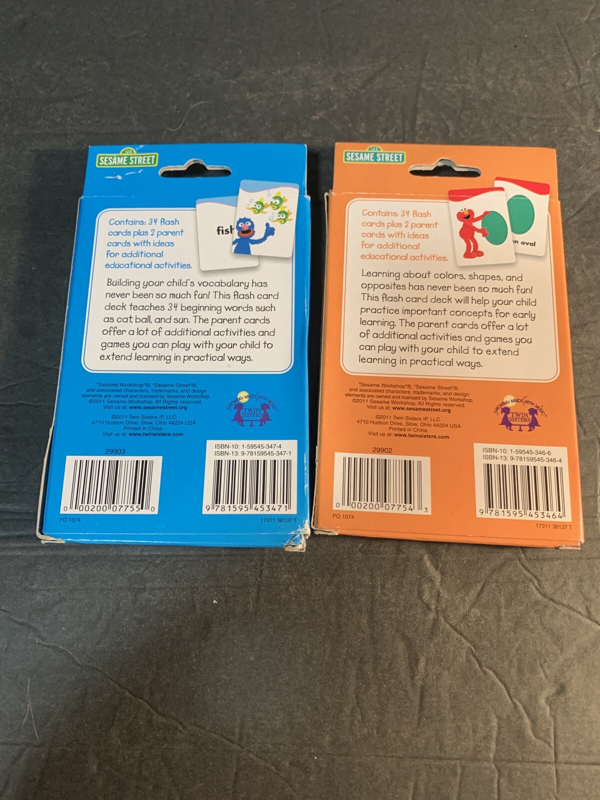 NEW 2 Packs Of Sesame Street Colorful Flash Cards 3″X4″ Colors & Beginning Words