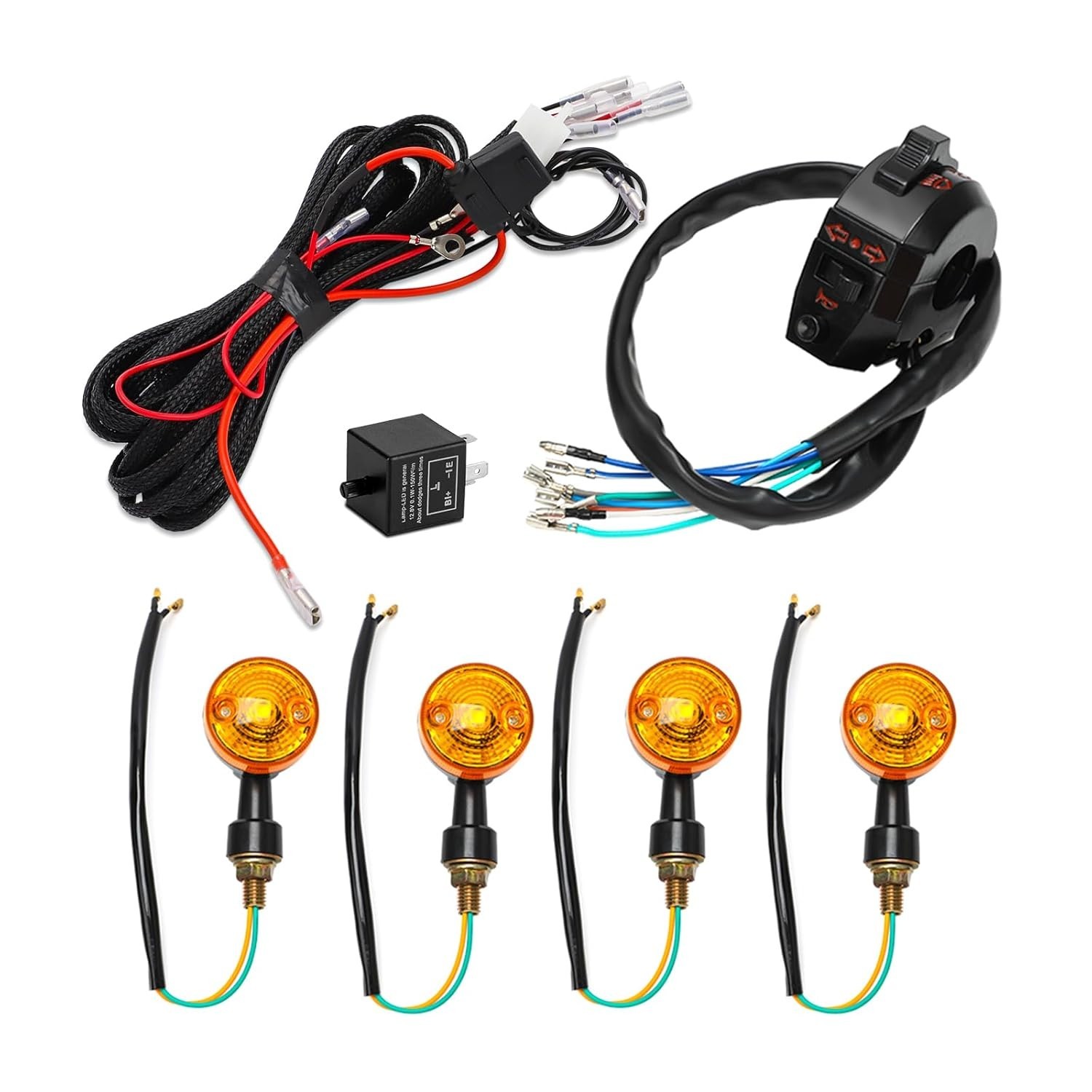Alpha Rider Motorcycle Turn Signals Light with Wiring Loom Harness Kit Indicator
