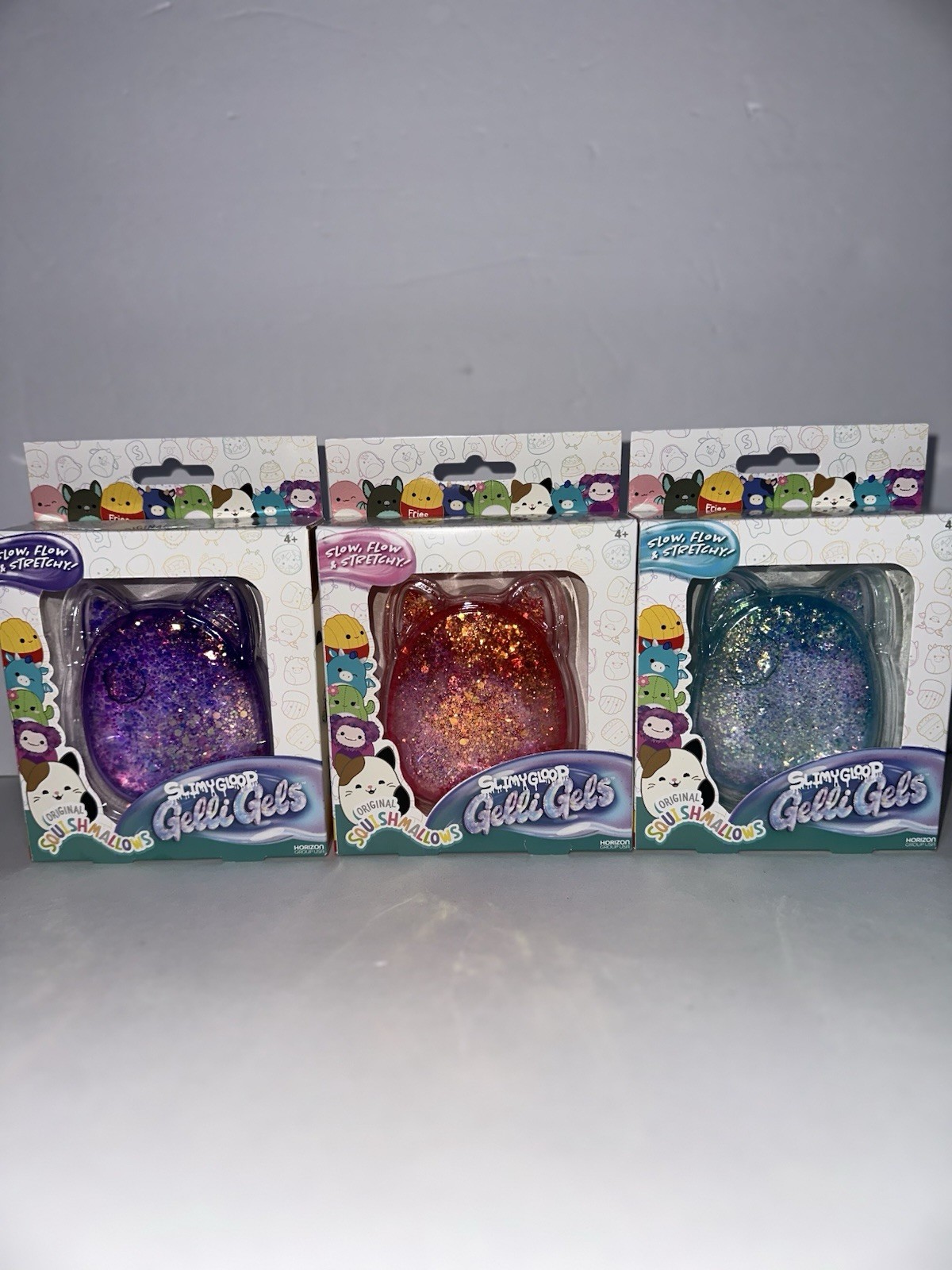 3x SQUISHMALLOW GLIMY GLOOP GELLI GELS FULL SET SLOW RISE NEW SEALED SHIPS FAST