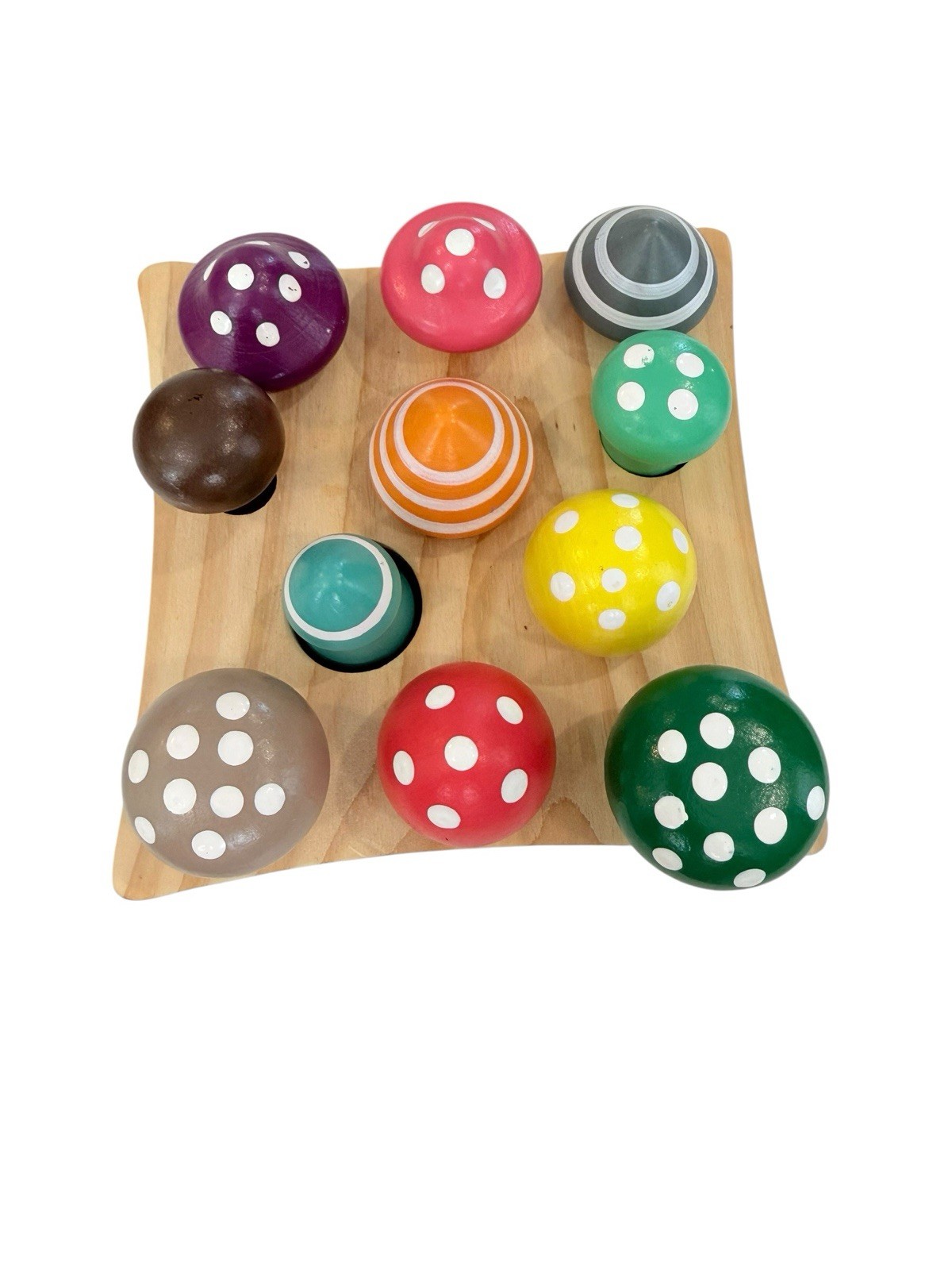 Wooden Matching Mushrooms Counting Sorting Board Painted Social Emotional Cute
