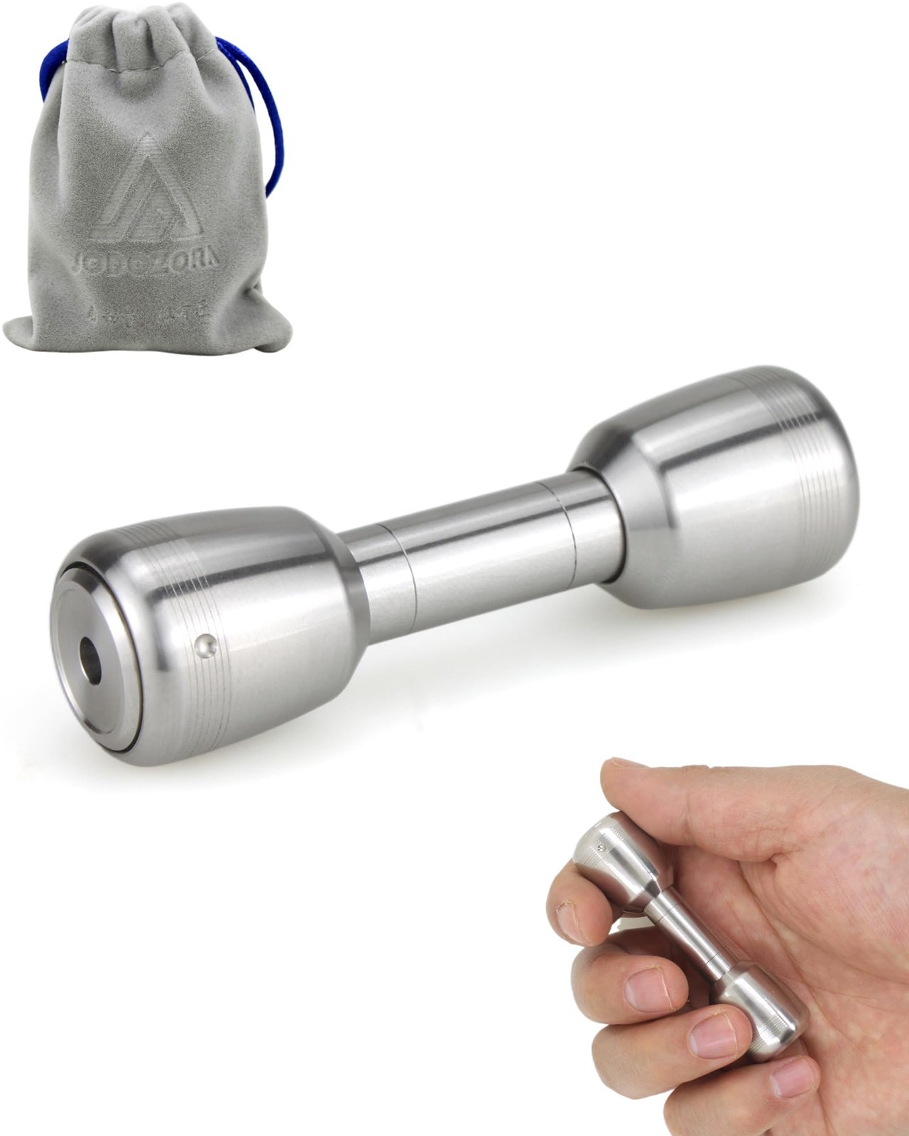 Finger Dumbbell Metal Fidget Toy: 2-in-1 EDC Small, Stainless Steel – Silver