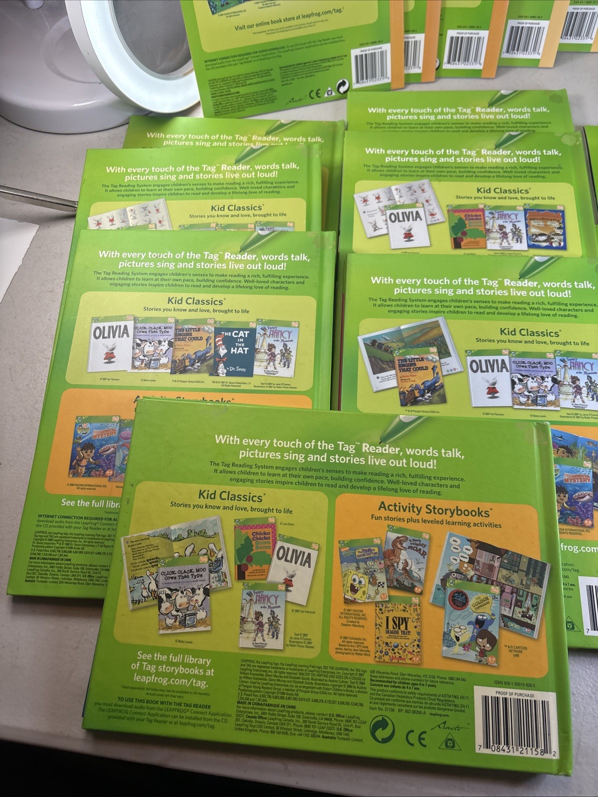 LeapFrog Leap Reader Tag Learn to Read Book Lot Olivia King Fu Panda 196B17
