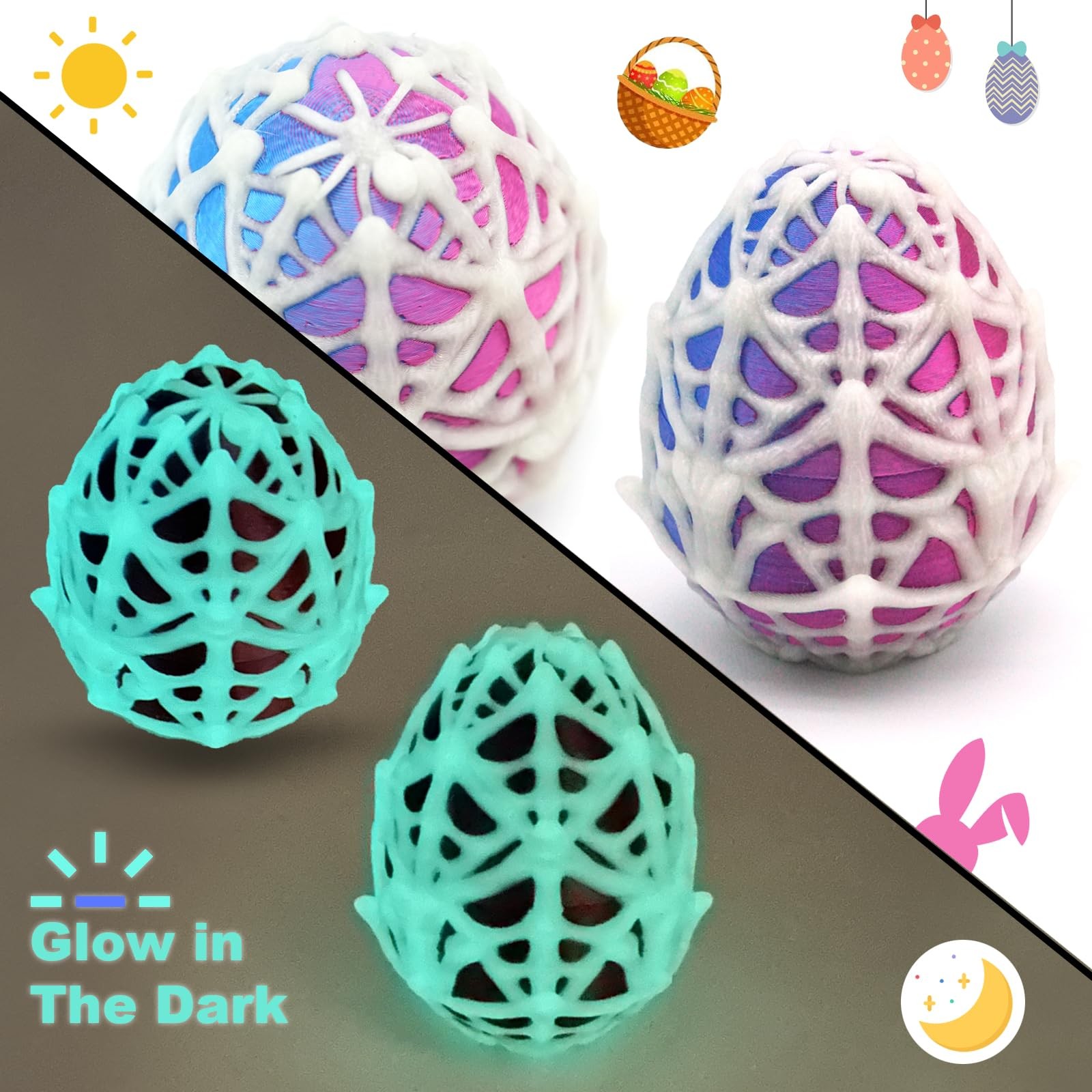 3D Printed Spider Egg with 10 Unique Spiders Inside, 3D Printed Animals Fidge…