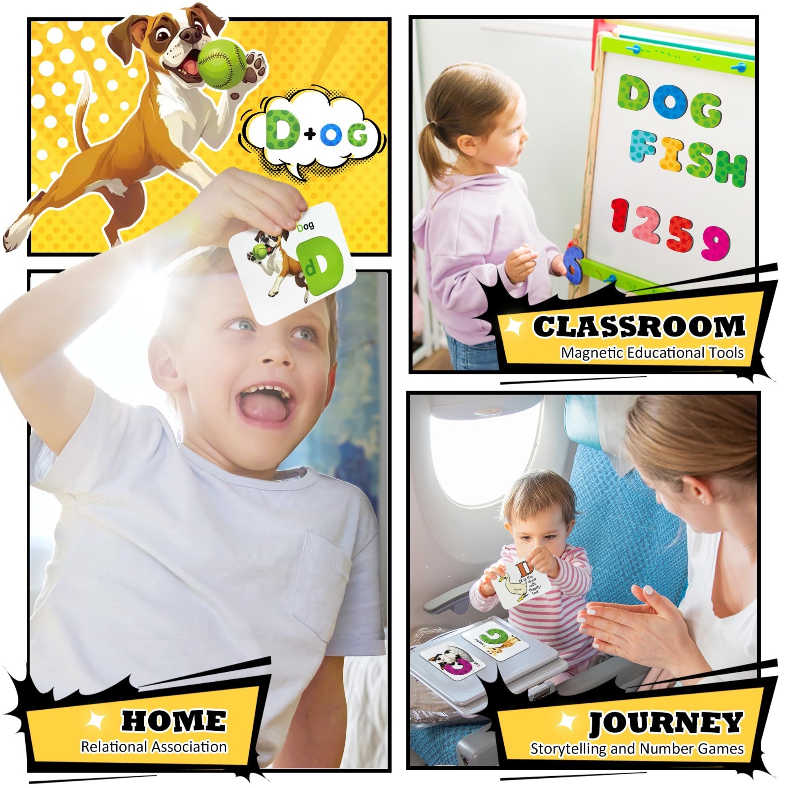 Magnetic Alphabet & Number Flash Cards Set – Montessori Puzzle Games for Kids 3-