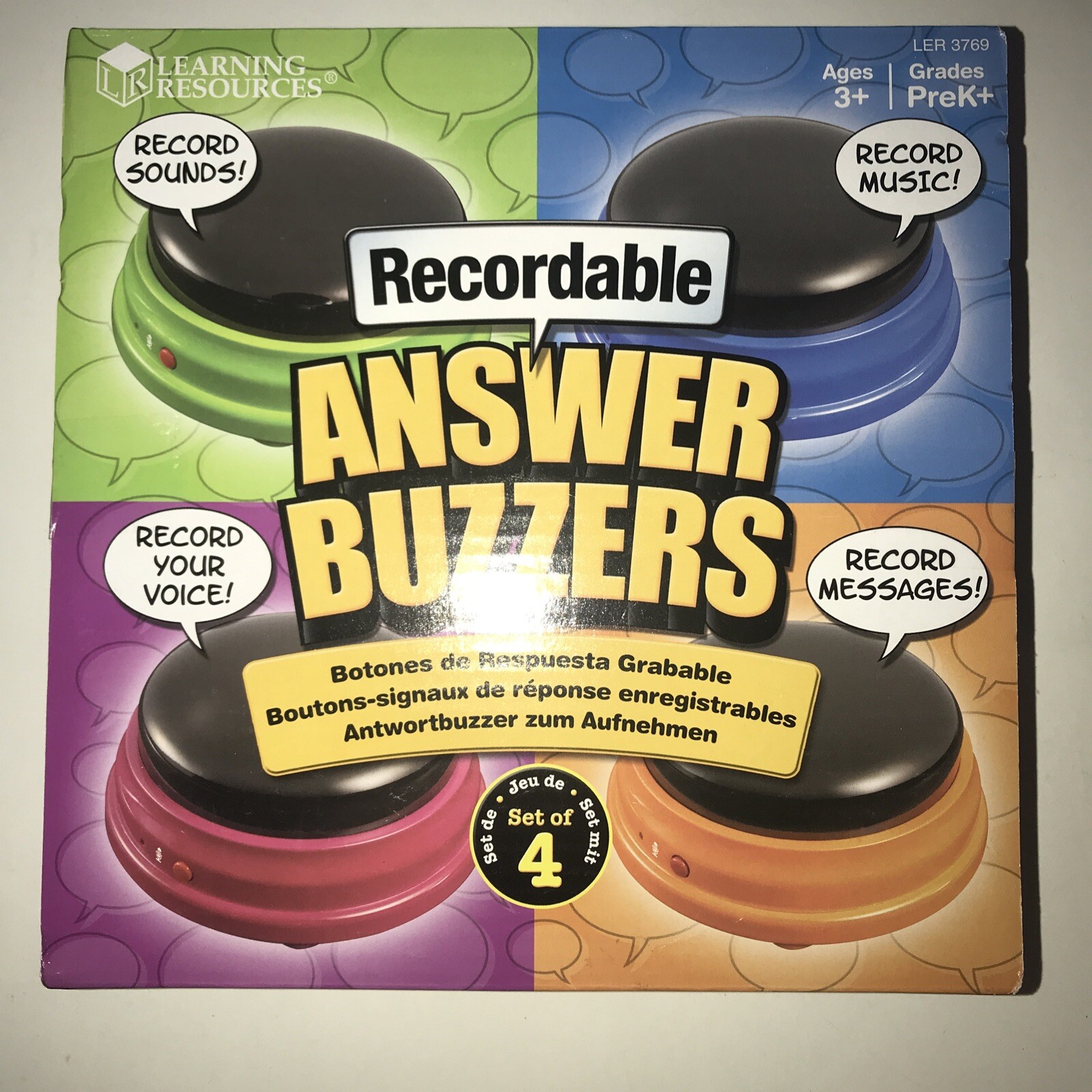 4 Boxes New Learning Resources Recordable Answer Buzzers (16) Subject: Learning