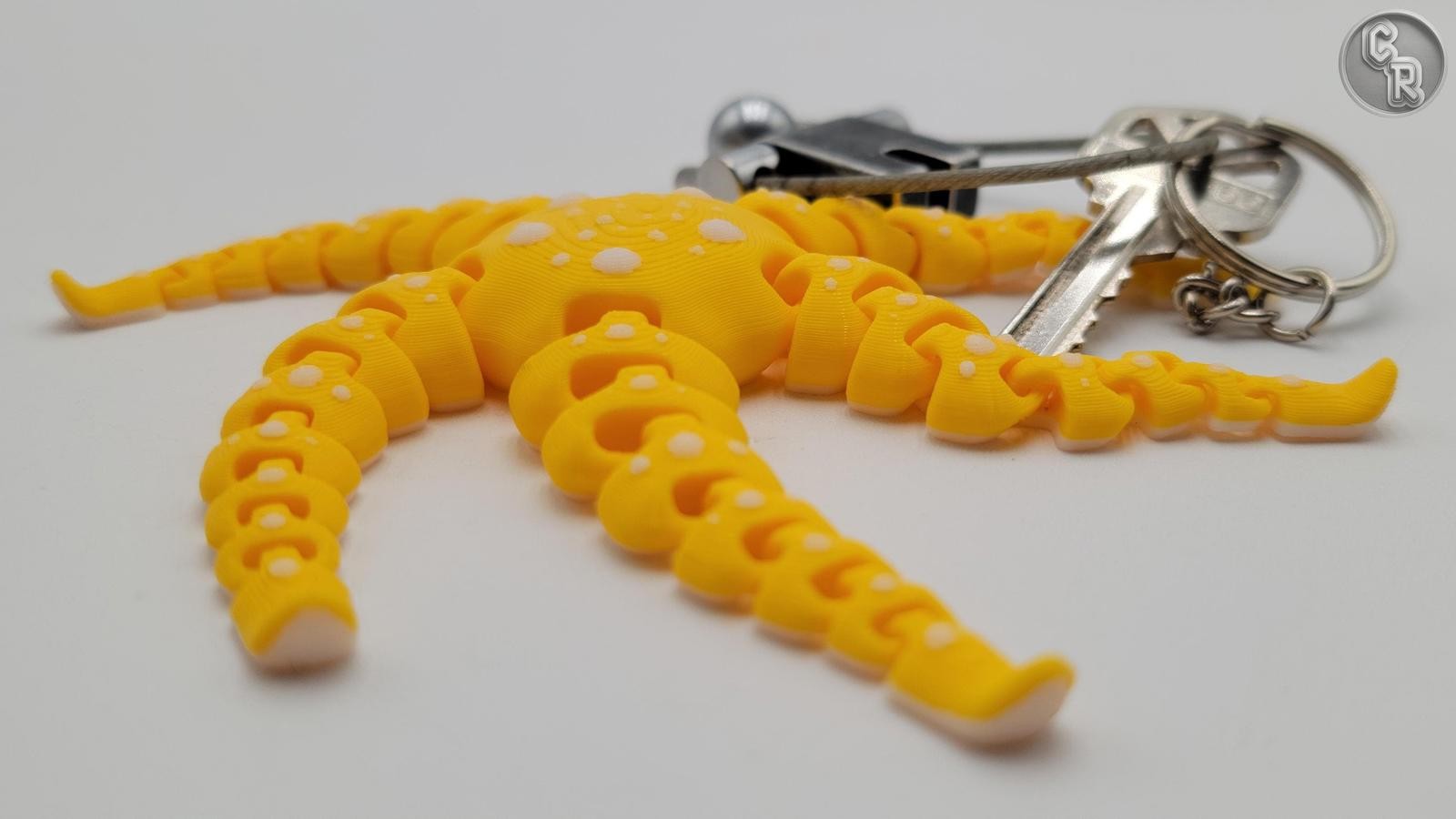 Premium Yellow Articulated Mini Starfish Fidget Toy Keychain – Marine Bio Gift