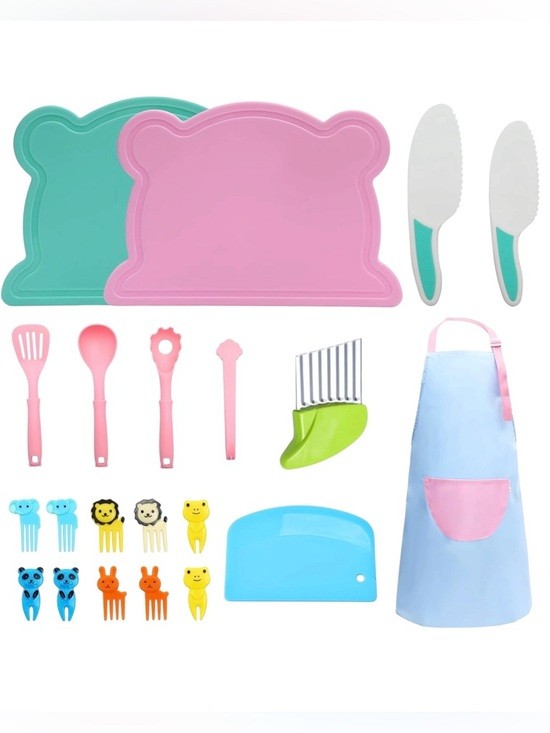 Kids Knife Set for Real Cooking 21 PCS Toddler Knife Set with Cutting Board New