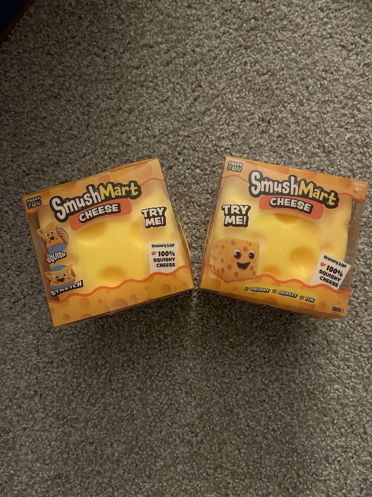 Crazy Fun SmushMart Cheese Squishy Toy Smush Mart Lot Of 2