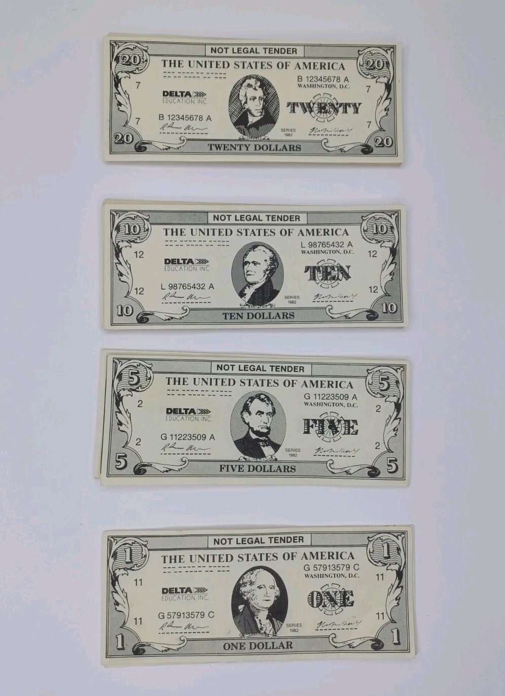 Delta Education Play Money Paper Bills 4 Denominations Piece Lot