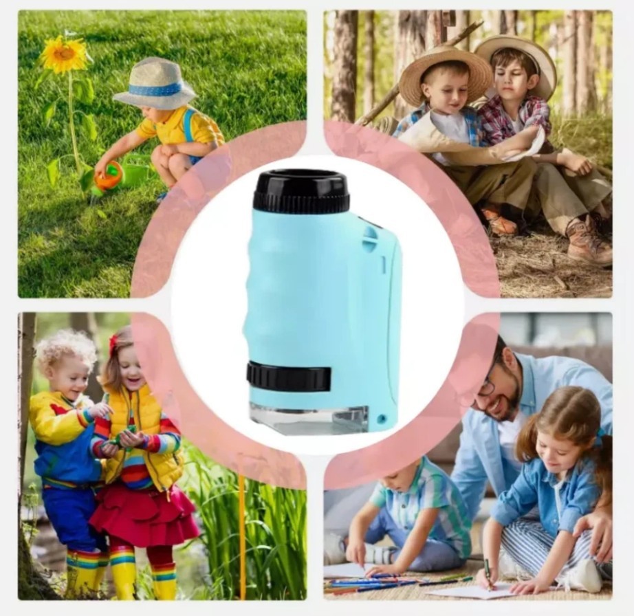 Mini Microscope for Kids, Portable Microscope, LED Lighting Small Handheld*===