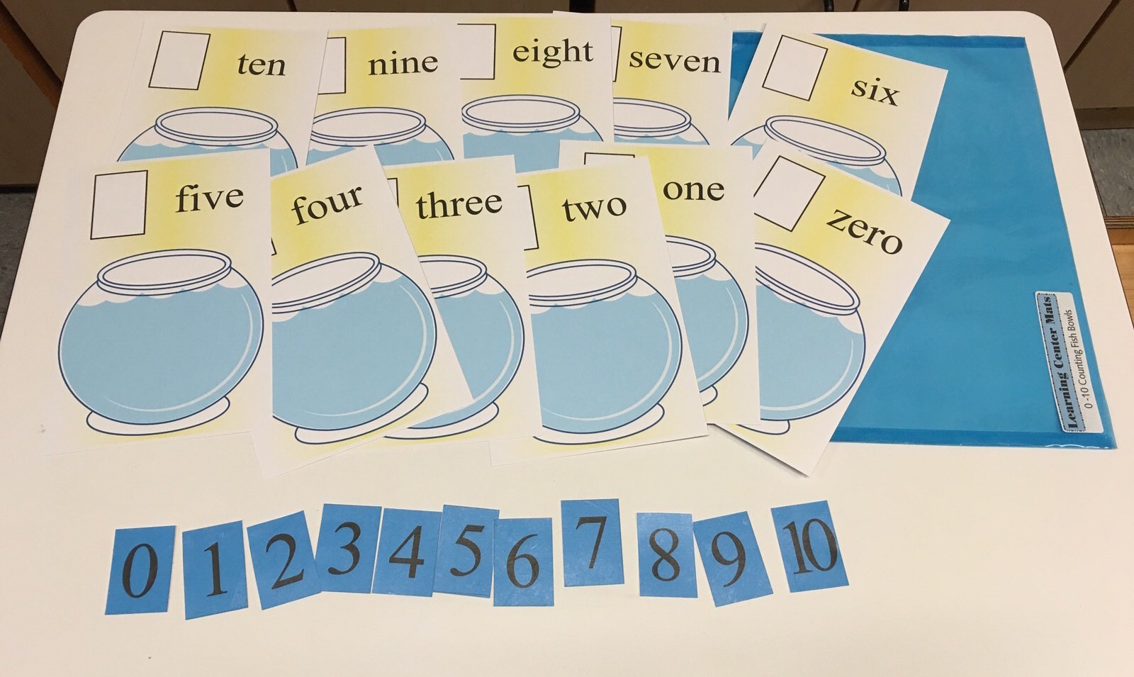 0-10 FISH BOWLS COUNTING MATS Learning Center- – Laminated Mats