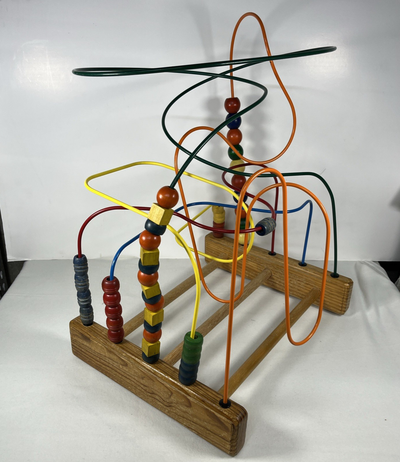 Vintage Anatex Rollercoaster Bead Maze Metal Wood Educational Activity 16x13x20
