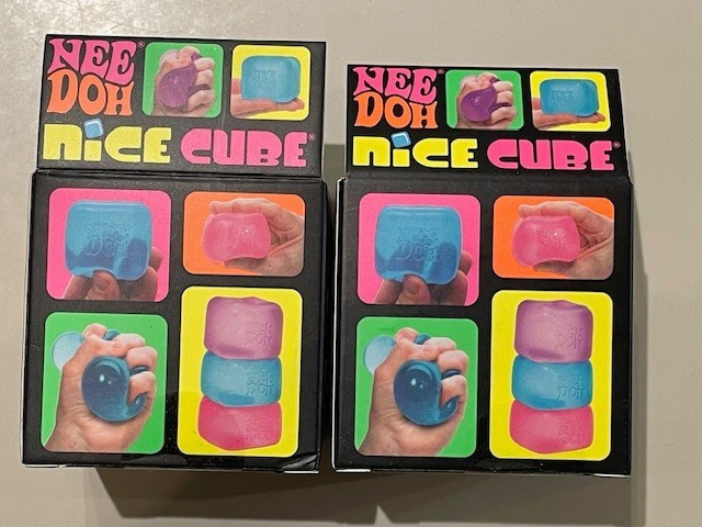 Nee Doh Nice Cube Super Solid Squish Lot of 2 Pink (1) & Blue (1) New in Package