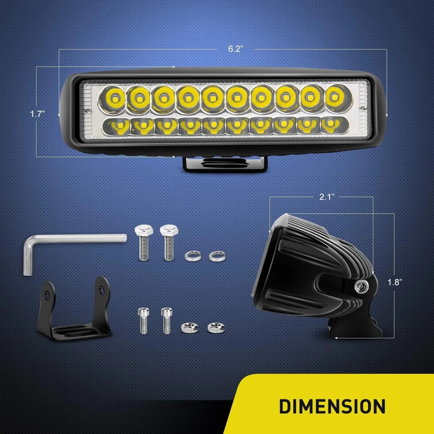 2PCS Led Pods 6 Inch 60W Spot Light Bar 3000LM Driving Fog Off Road Ligh