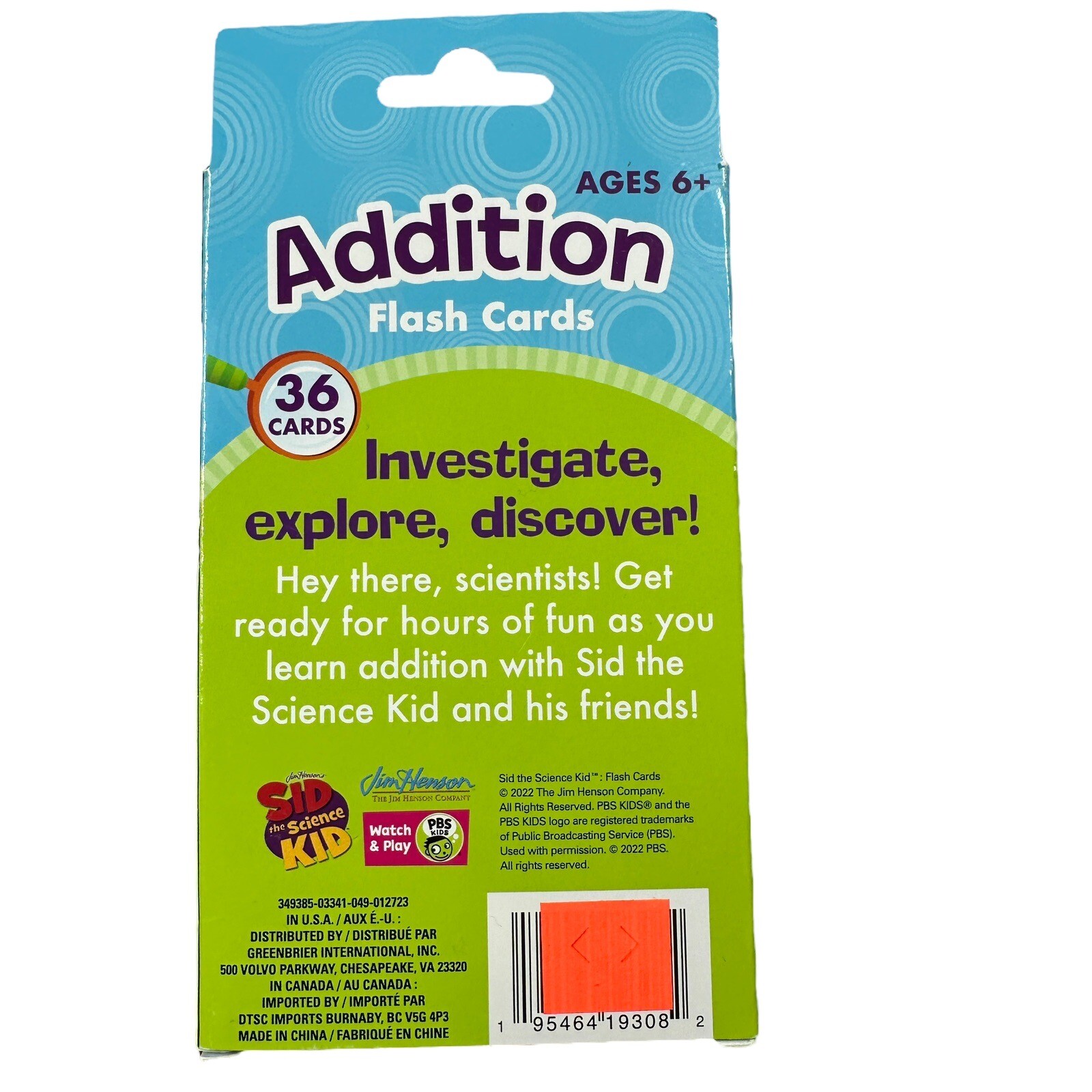 Sid the Science Kid Flash Cards Addition and Subtraction New Jim Henson’s Sealed