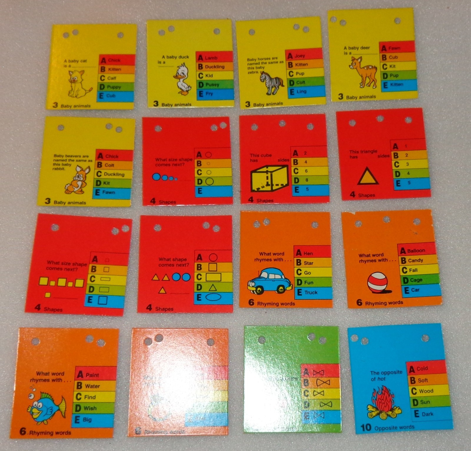 16 NICE Vintage 1980’s Radio Shack Show N Learn Two Sided Educational Cards
