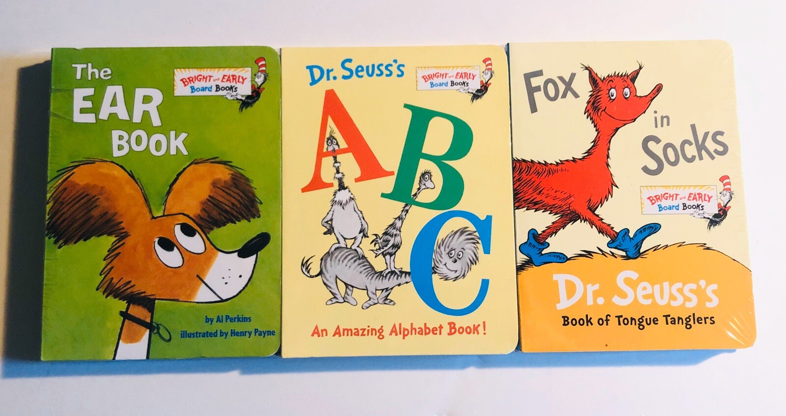 Bright & Early 3 Board Book Set: The Ear Book; Dr. Seuss’s ABC & Fox in Socks
