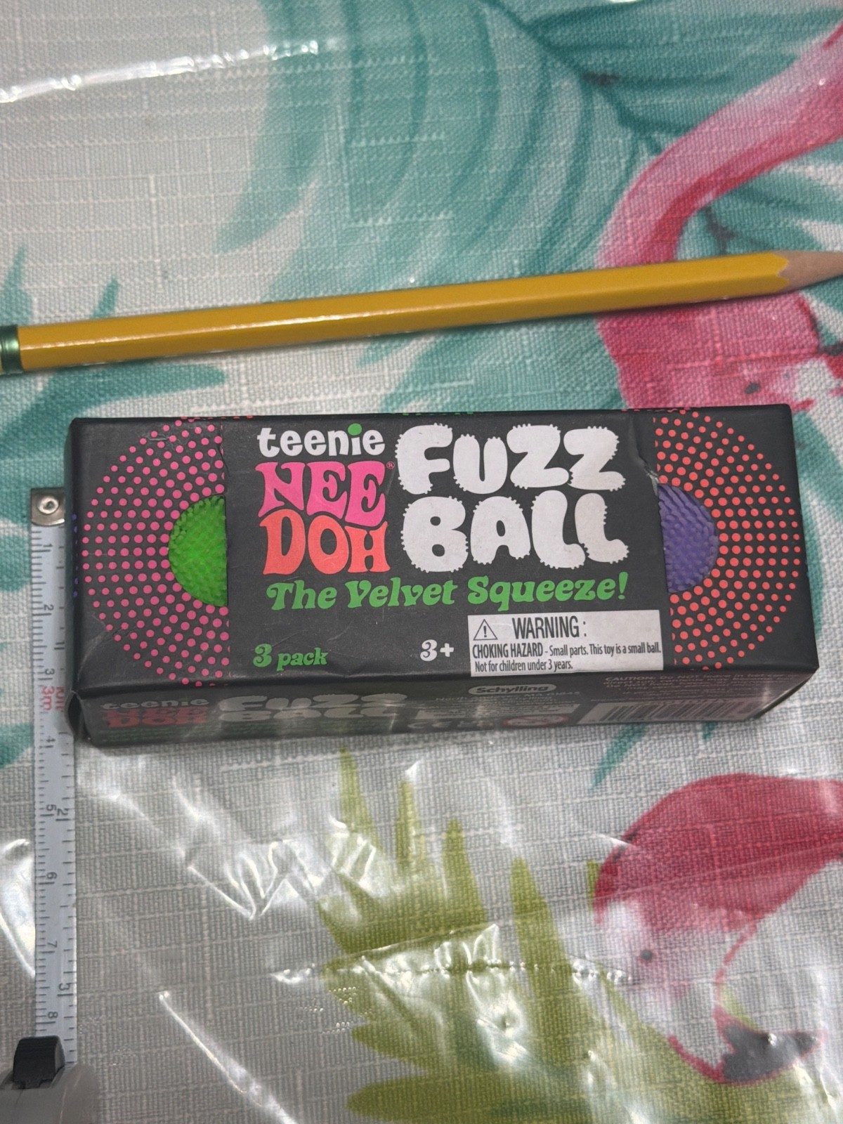 NeeDoh Teenie Fuzzball Velvet Squeeze Toy 3 Pack. Random Colors. Fuzz Ball