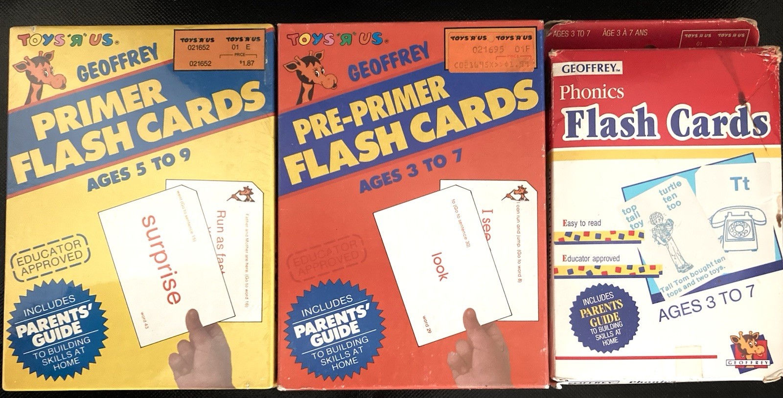 Vintage Toy R Us Reading Flash Cards Geoffrey 1 New Set Still Sealed *See Desc*