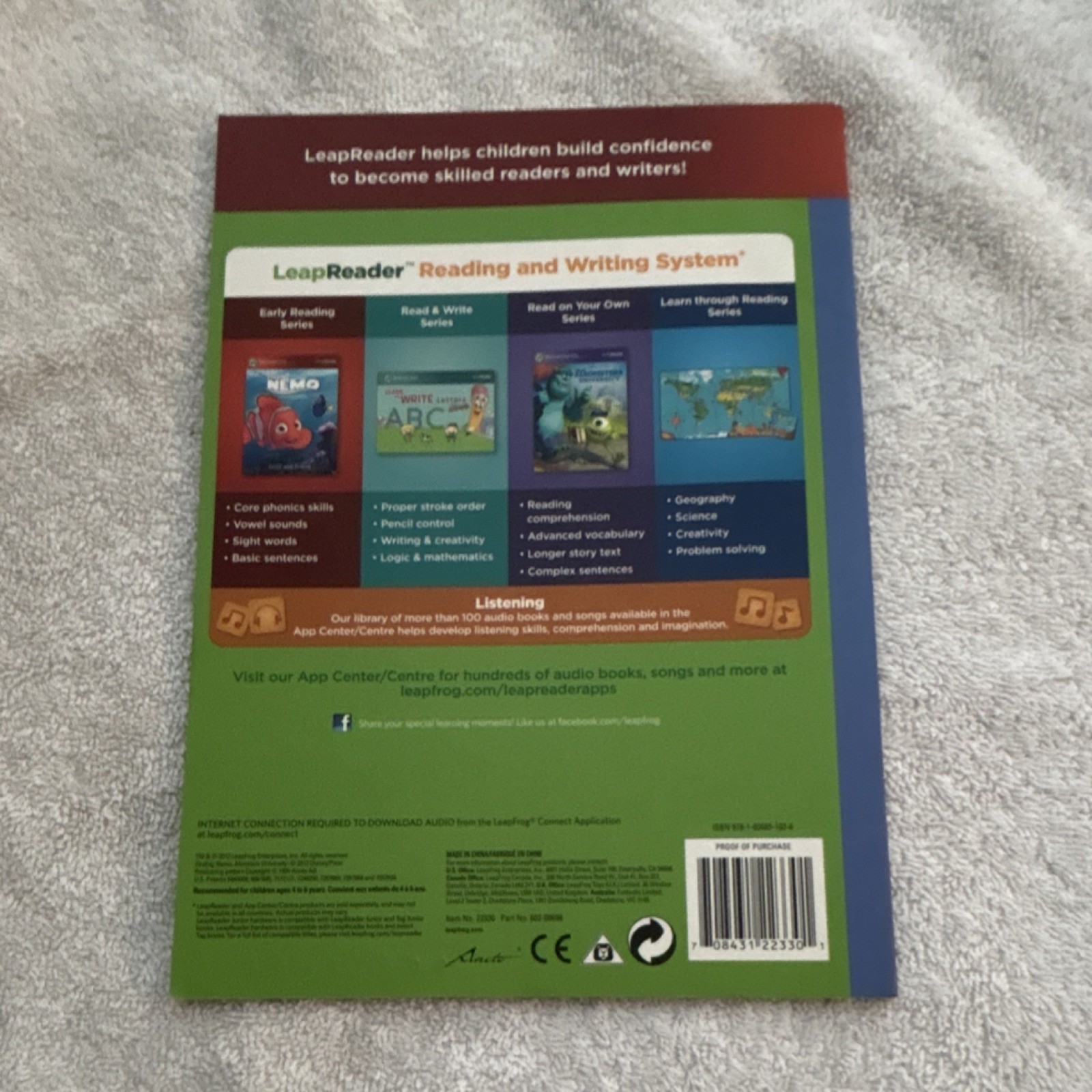 LeapFrog LeapReader Casey Cat Has a Hat Early Reading Book Consonants Ages 4-7