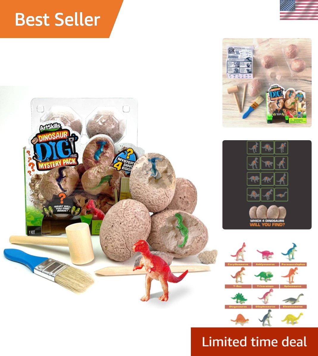 Dinosaur Eggs Excavation Dig Kit, Mystery Box of 4 Dino Eggs – Collect All 12…