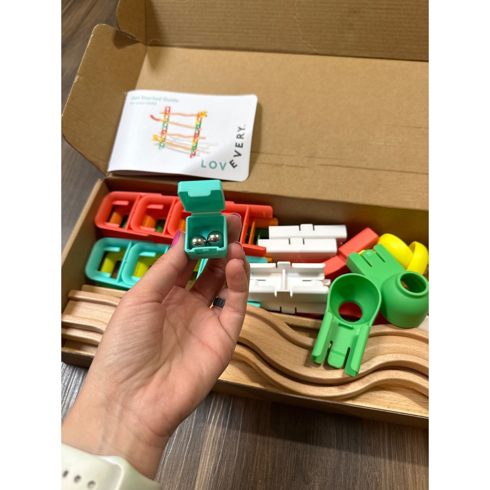Lovevery Energy in Motion Wooden Ball Ramps Kids Multicolor STEM Toy Complete