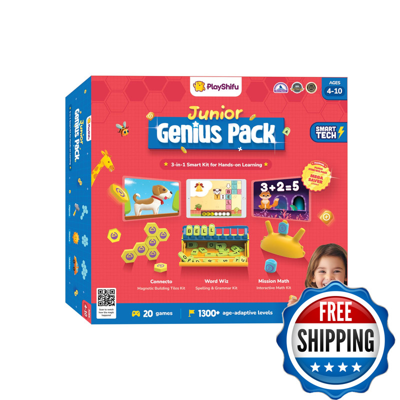 Playshifu Junior Genius Pack 3-In-1 Stem Learning Kit Word Wiz Mission Math