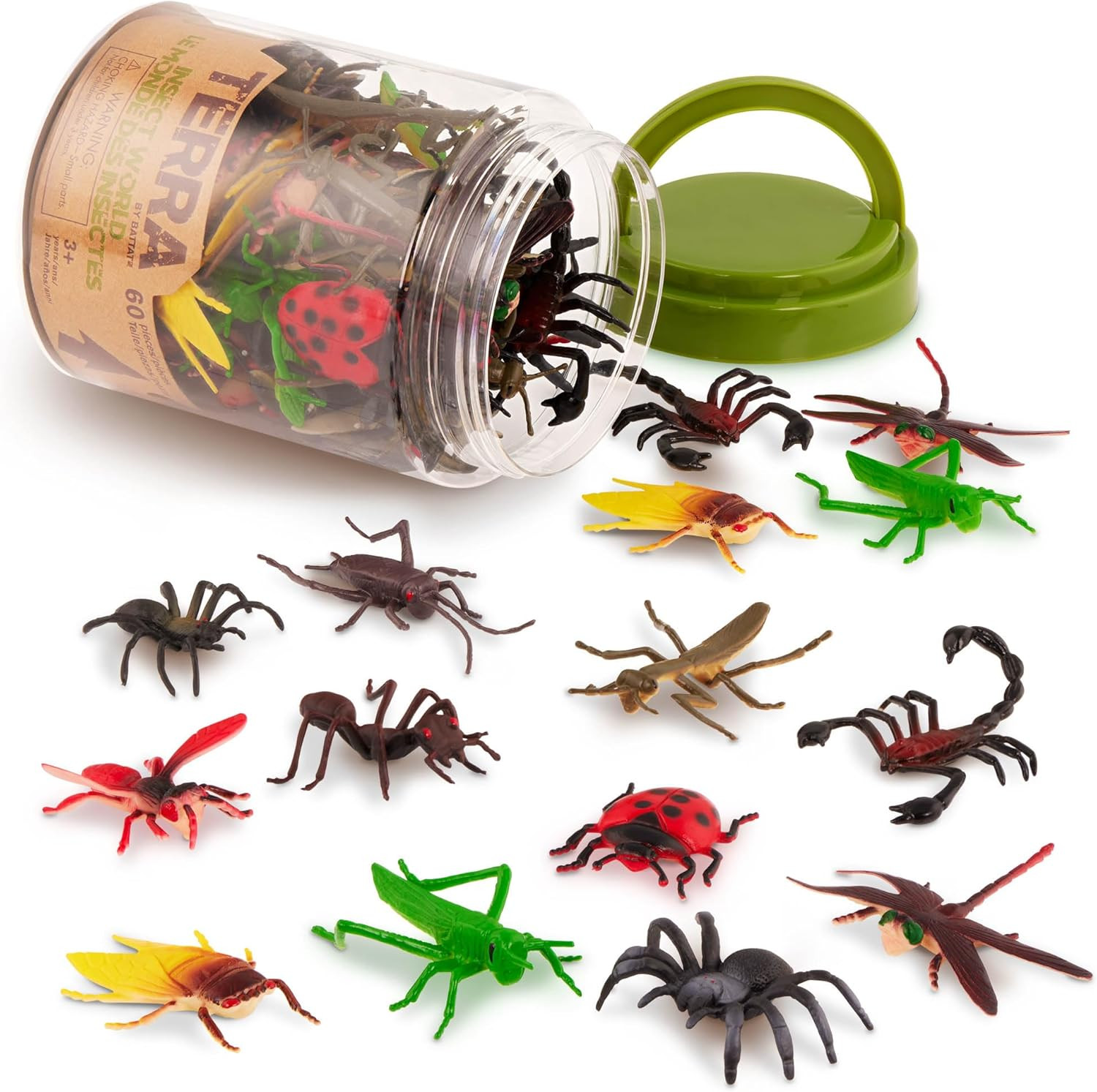 – 60Pcs Insects & Bugs Toy Tube – Mini Plastic Creepy Crawly Animal Figurines fo