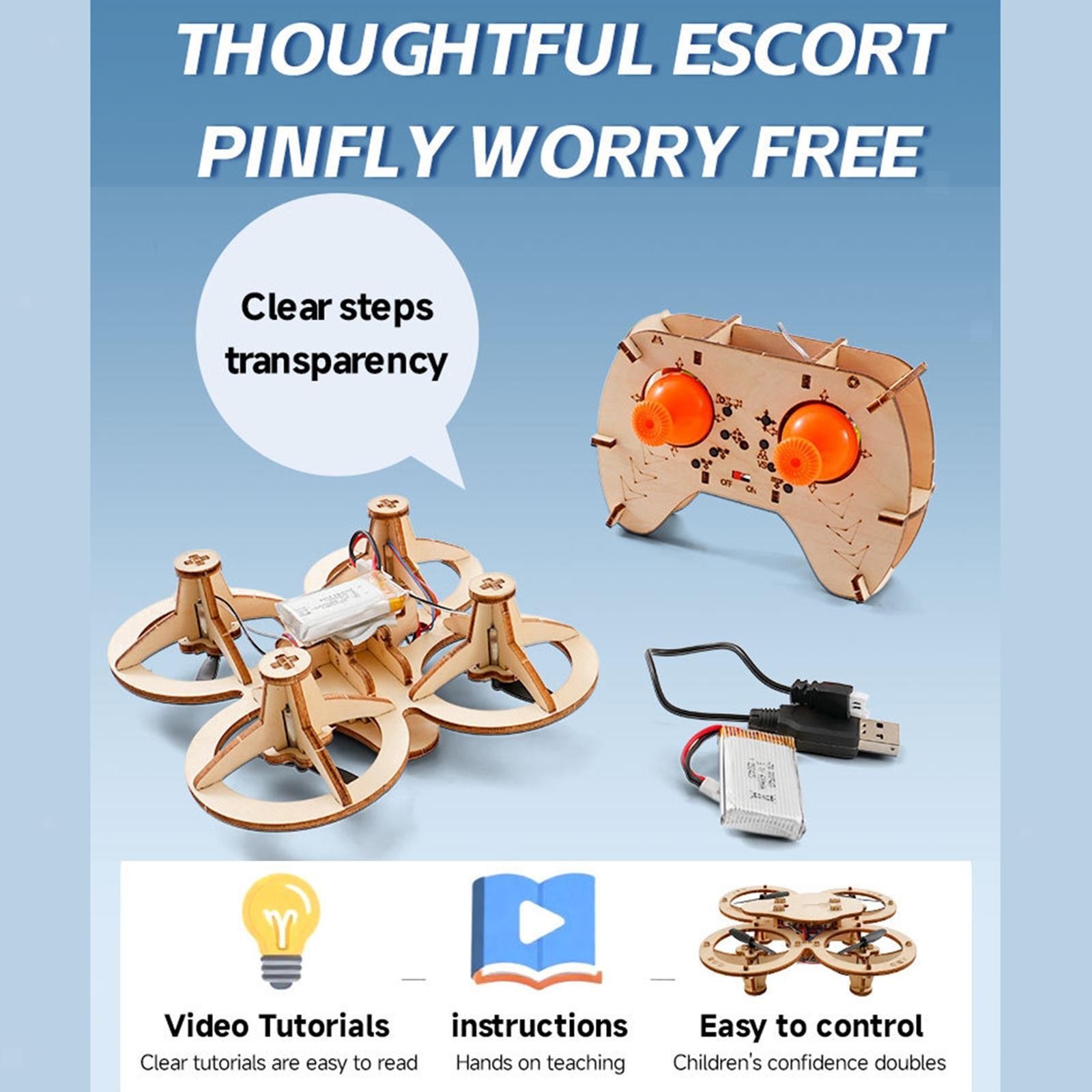 DIY Wooden Assembly RC Aircraft Kit Educational Science Experiment Toy Gift