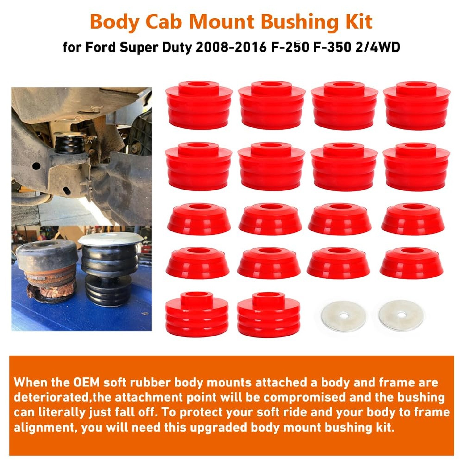 Body Mounts Bushing Kit for Ford F250 F350 Super Duty 2008-2016 2WD 4WD Polyu…