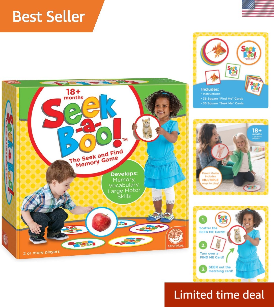 Seek-a-Boo Seek and Find Memory Game and Toddler Flash Cards Matching Game