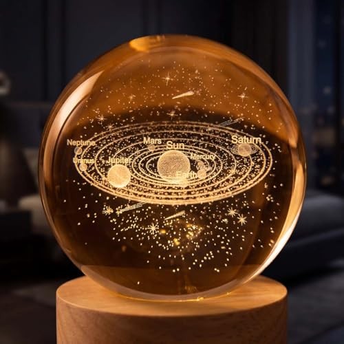 3.15″ (80mm) Solar System Crystal Ball 3D Planets Model Globe with Sun System