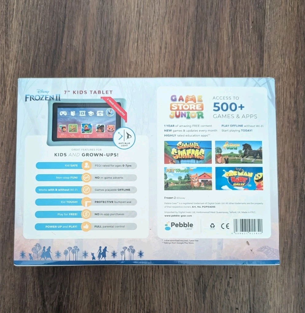 NIB pebble gear Disney Frozen 2- 7 in 16 GB kids tablet With case & charger