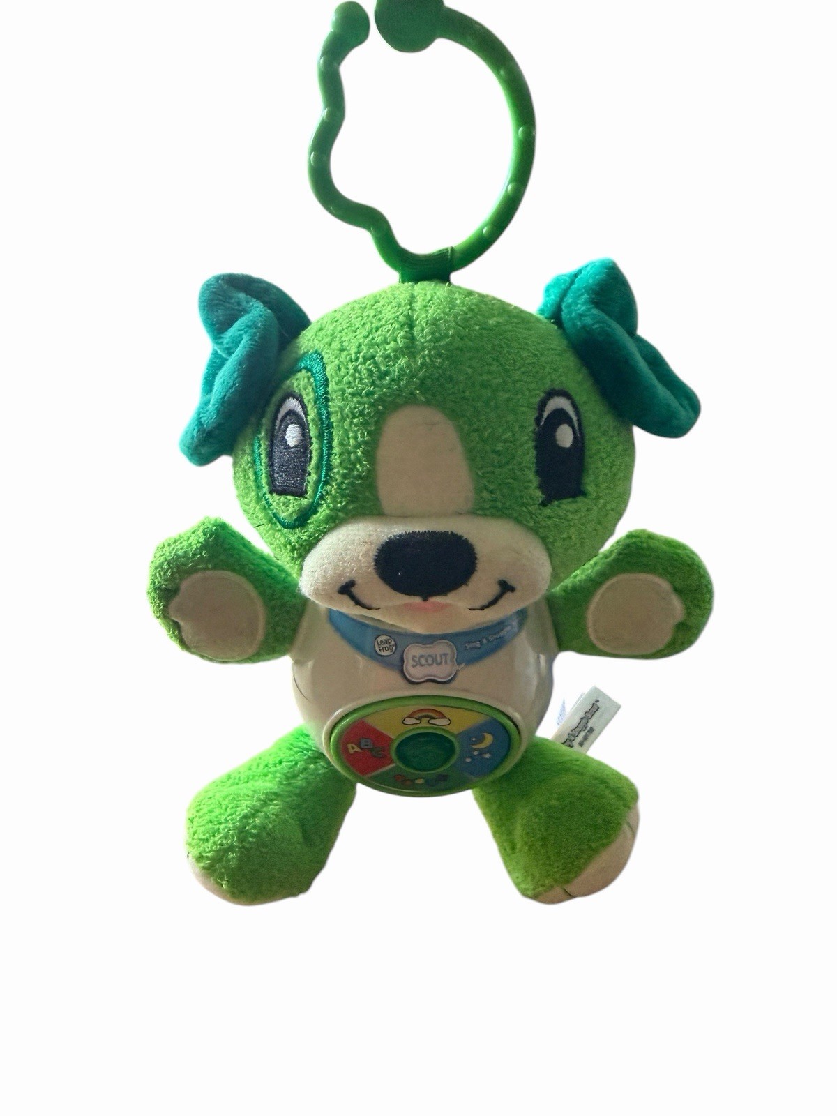 Leaf Frog Sing & Scout Green Dog Plush Interactive Toy w/Hanging Loop Hook