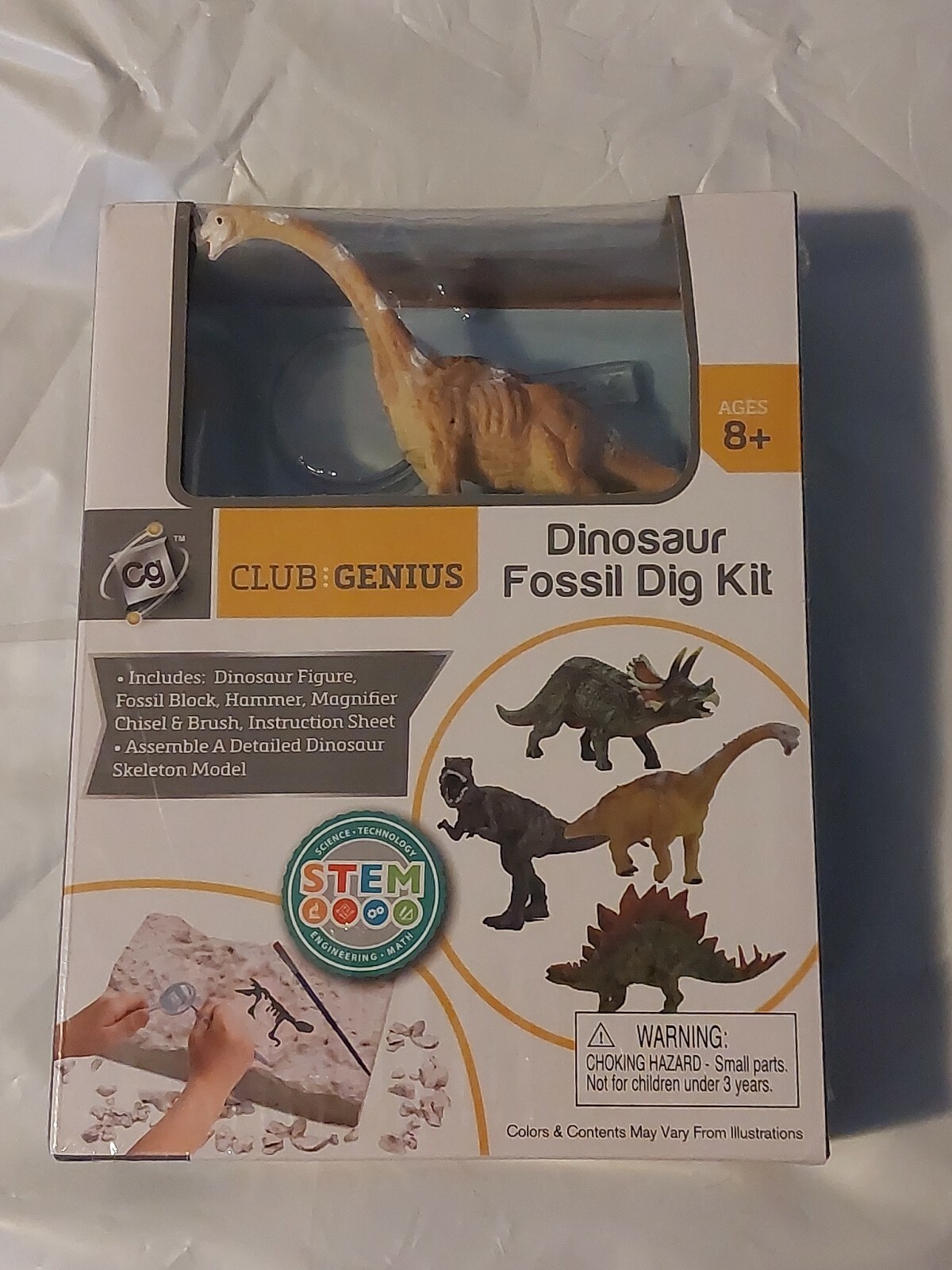 Club Genius Dinosaur Fossil Dig Kit( Chisel & Brush +fossil block) T-rex STEM