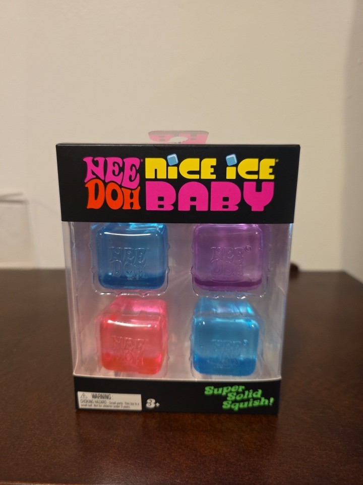 NeeDoh Nice Ice Baby 4 pack Mini Cube Pink Blue Purple Super Solid Squish