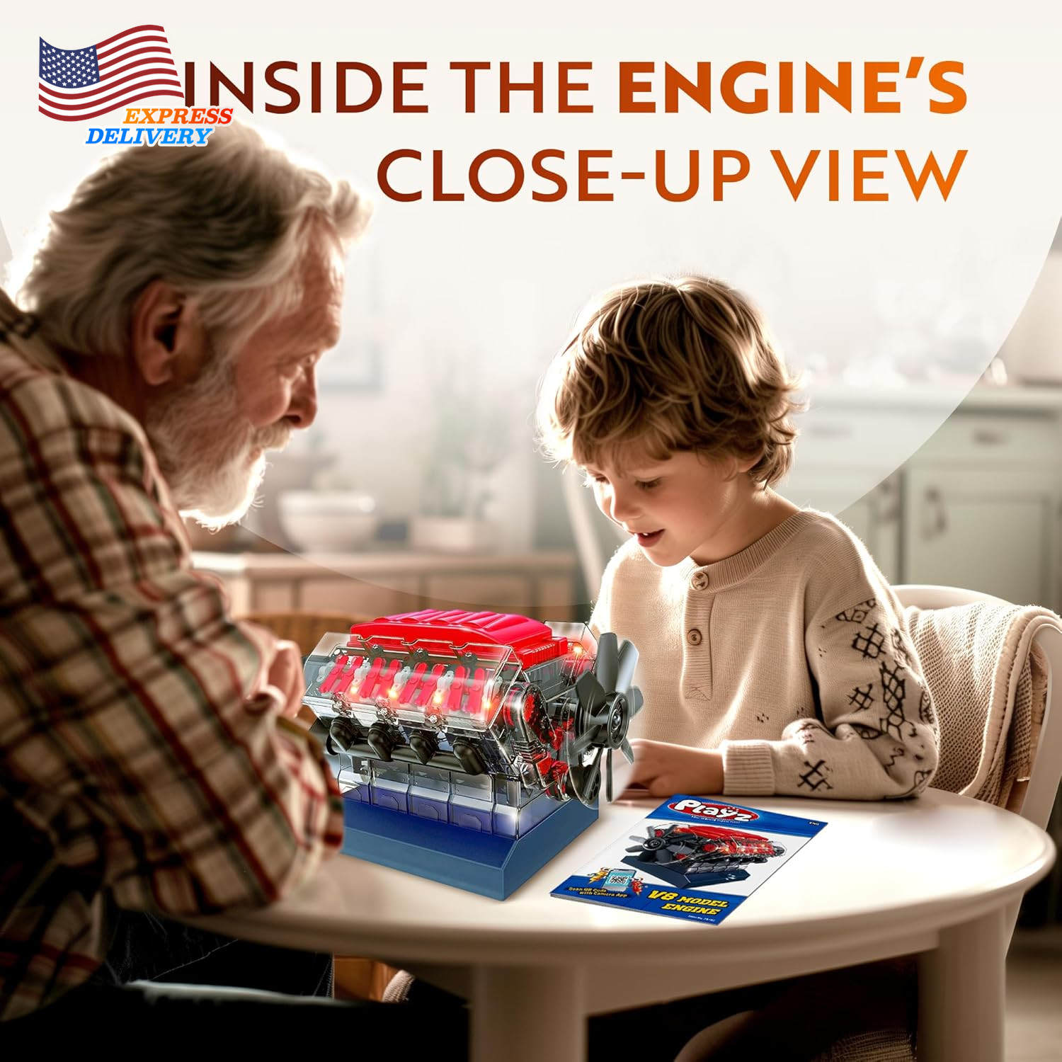 V8 Combustion Engine Model Kit That Runs Build Your Own STEM w/ 270 STEM Parts