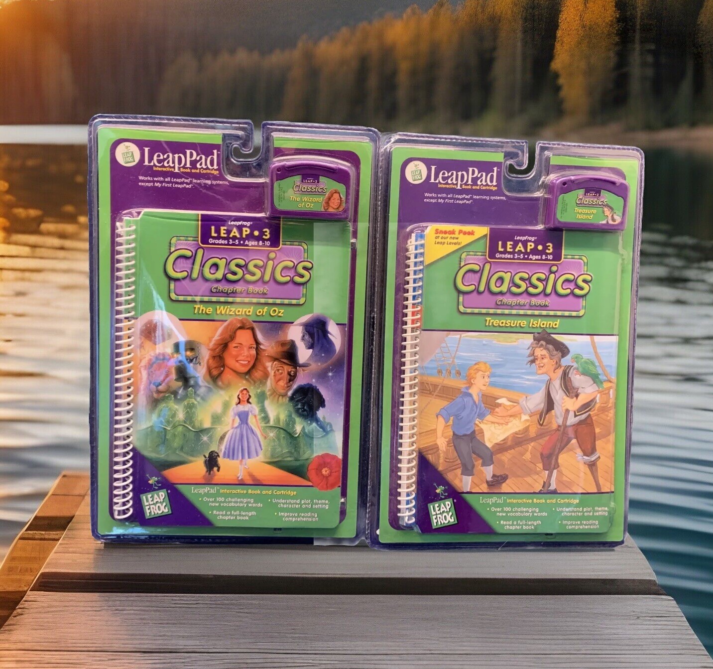 2 LeapPad Interactive Books+Cartridges: Wizard of Oz and Treasure Island NEW