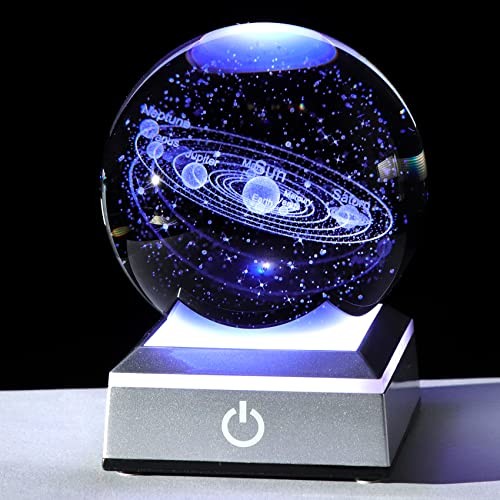 3.15″ K9 Crystal 3D Solar System Ball with Solar System Ball With Silver Led