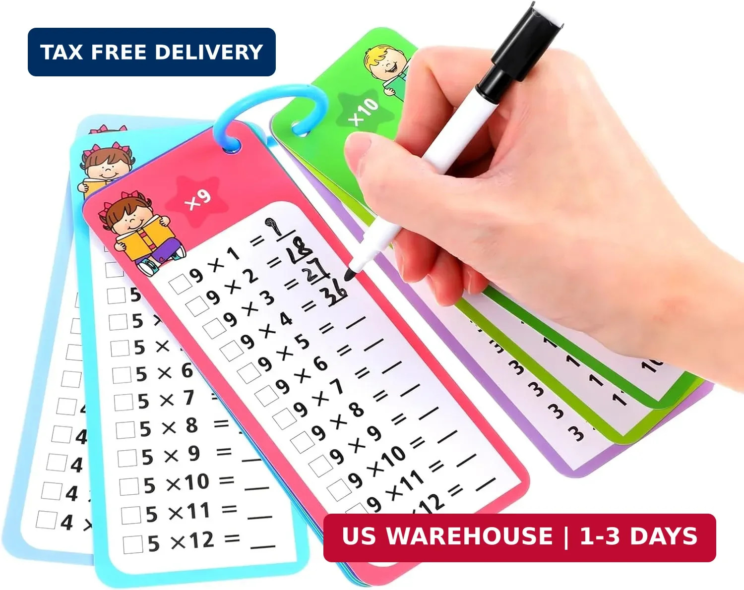 1-12 Multiplication Flash Cards, Multiplication Chart Cards, Including 15 Card,