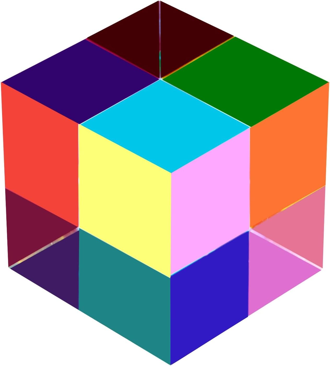Acrylic CMY Color Cube 1.6 Inch Prism for Science Education Desk Decoration