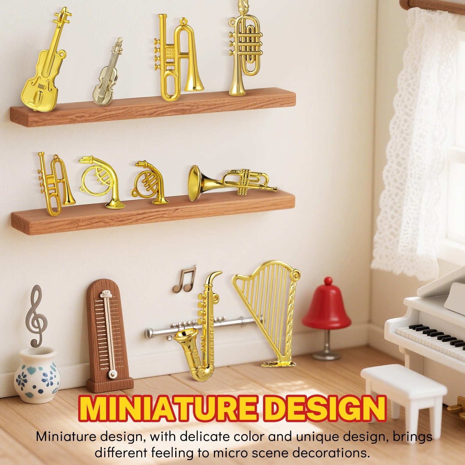 14pcs Christmas Musical Instrument Ornaments Mini Trumpet Saxophone Guitar Mo…